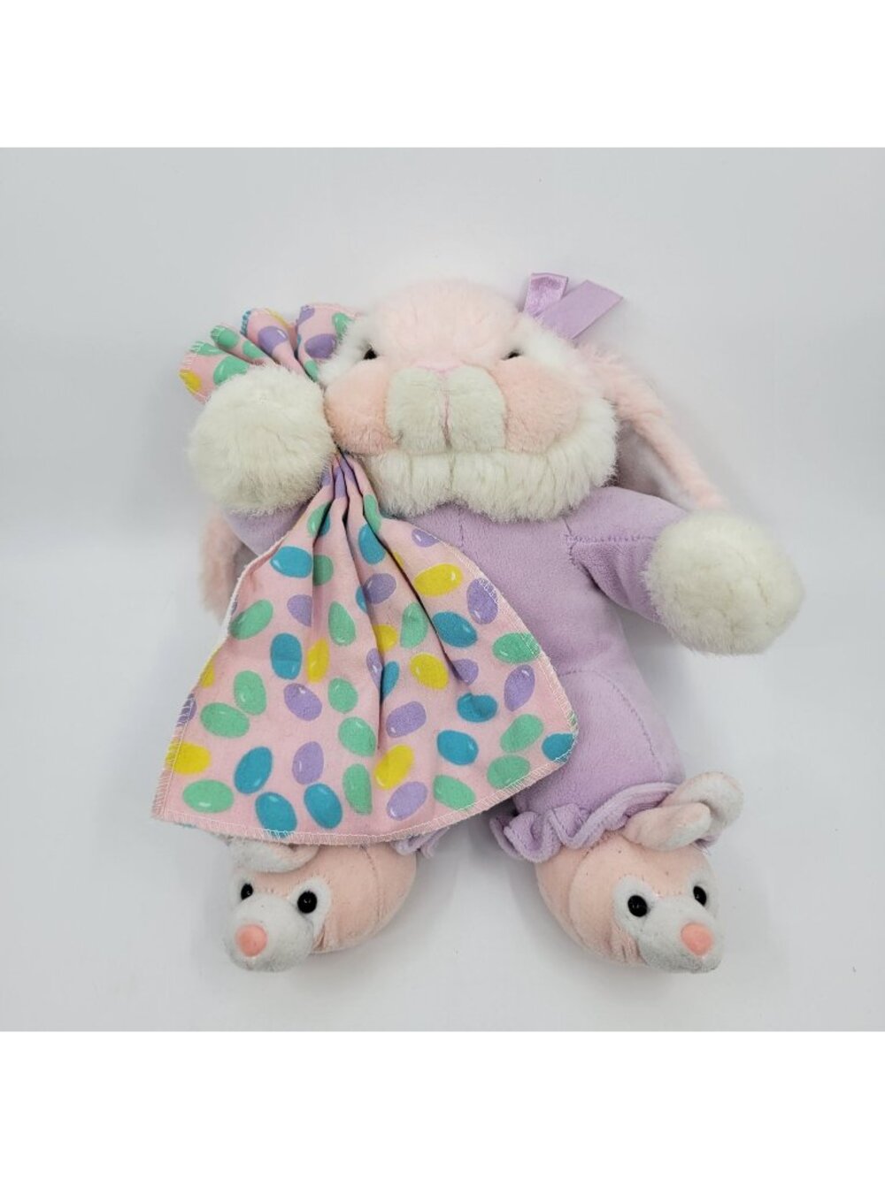 Commonwealth Bunny Plush with Purple PJs and Pink Rabbit Slippers & Blanket